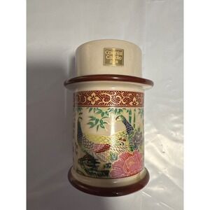 Colonial Candle Japan Ceramic Peacock Floral Candle Holder Decor Vintage